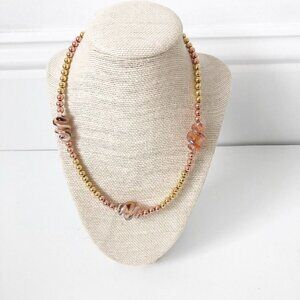 NWT Murano Glass Beaded Necklace Gold Colored